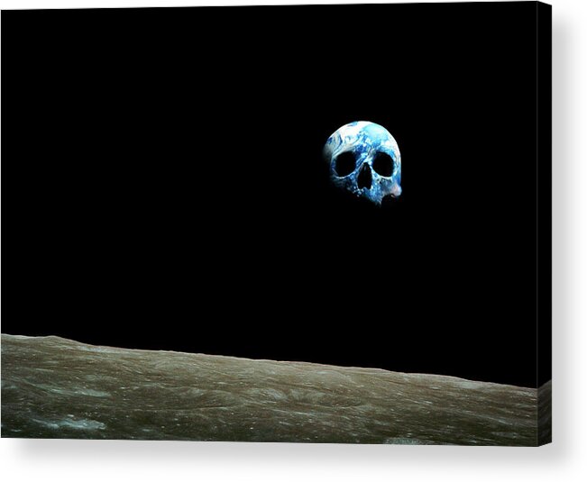 Earth Acrylic Print featuring the photograph Earthrise As Skull by Animate4.com/science Photo Libary
