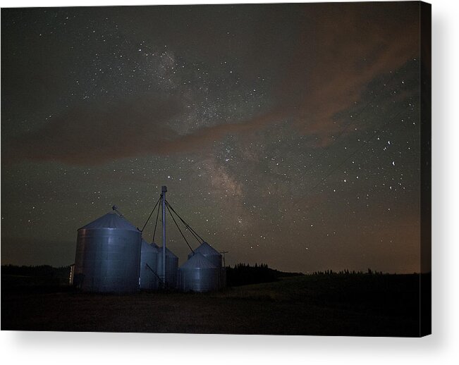 Grain Elevators Acrylic Print featuring the photograph Elevators and Milky Way by Doug Davidson