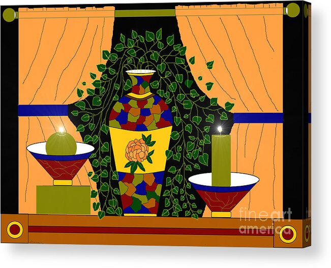 Vase Acrylic Print featuring the painting Eloquent Design by Lewanda Laboy