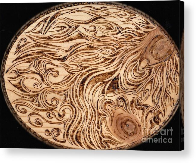 Energy Abstract Oval Pyrography Wood Burning Acrylic Print by Ray B - Fine  Art America