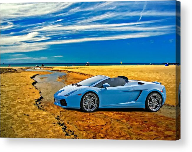 Lamborghini Acrylic Print featuring the photograph Escape Into Blue by Steve Harrington