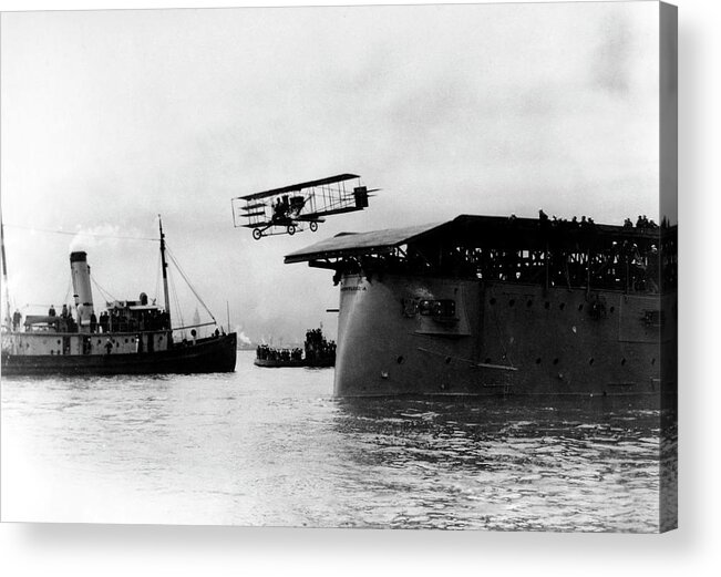 20th Century Acrylic Print featuring the photograph Eugene Ely Taking Off From Uss Pennsylvania by Us Navy/science Photo Library