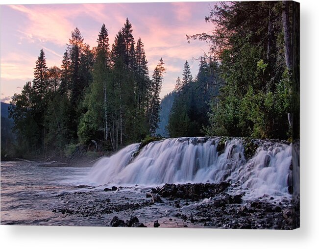 Wells Gray Provincial Park Acrylic Print featuring the photograph Evening at Osprey Falls by Allan Van Gasbeck