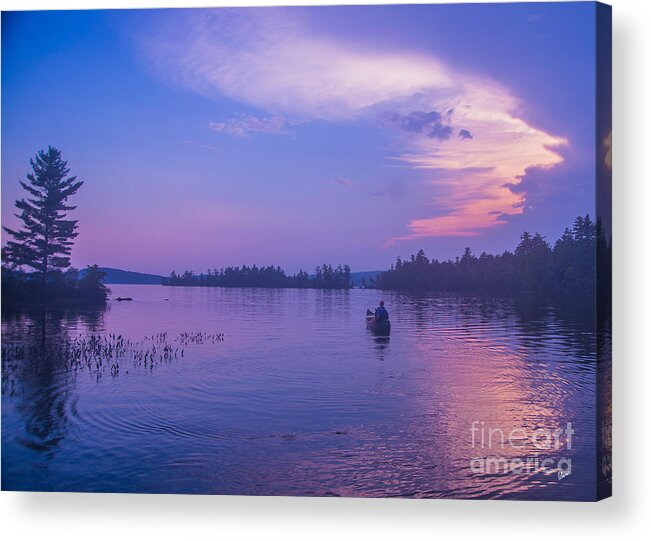 Maine Acrylic Print featuring the photograph Evening Canoeing by Alana Ranney