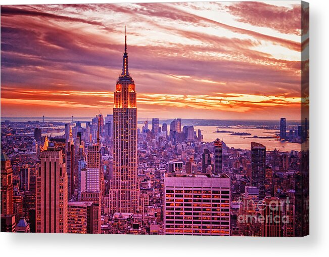 New York City Acrylic Print featuring the photograph Evening in New York City by Sabine Jacobs