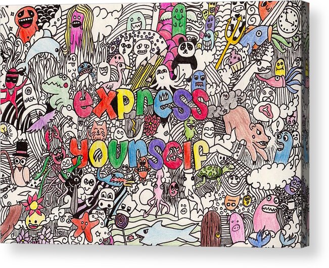 Doodles Acrylic Print featuring the drawing Express Yourself by Moriah Kesinger