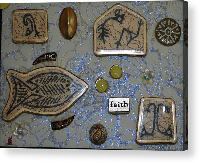 Mixed Media Acrylic Print featuring the painting Faith collage by Karen Buford