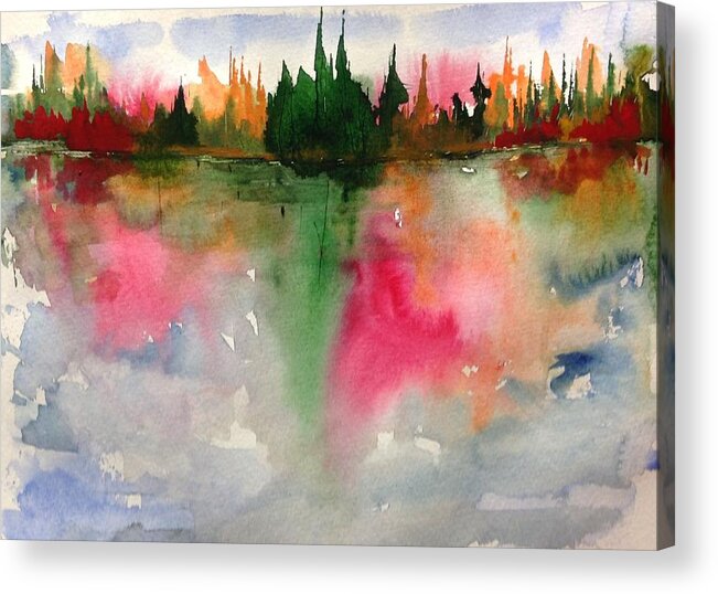 Watercolour Landscape Acrylic Print featuring the painting Fall Colours by Desmond Raymond