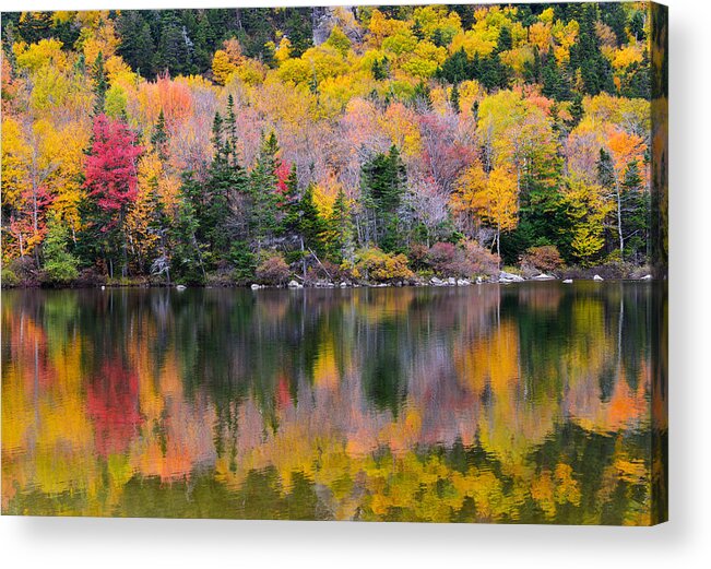 Autumn Acrylic Print featuring the photograph Fall Reflections in Echo Lake by Ken Stampfer