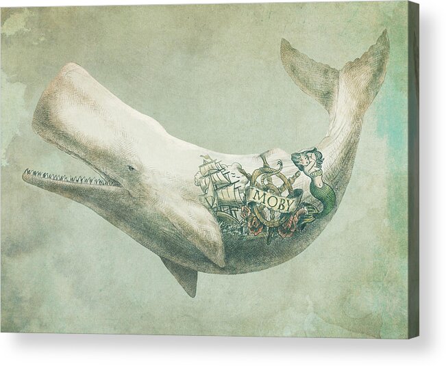 Whale Acrylic Print featuring the drawing Far and Wide by Eric Fan
