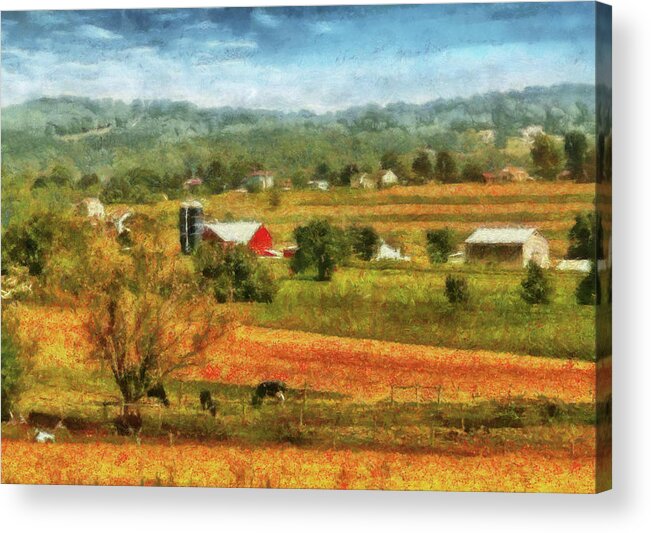 Savad Acrylic Print featuring the photograph Farm - Cow - Cows Grazing by Mike Savad