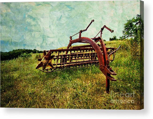 Farm Acrylic Print featuring the digital art Farm Equipment in a field by Amy Cicconi