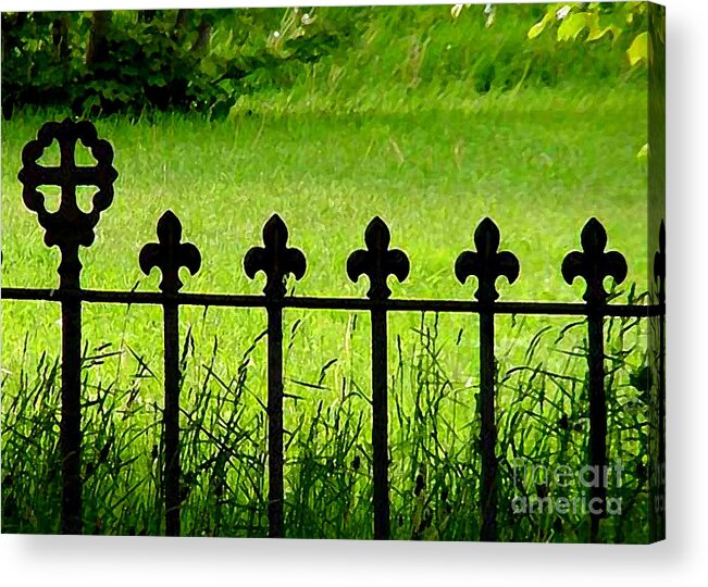 Street Art Acrylic Print featuring the mixed media Fence and Cross by Art MacKay
