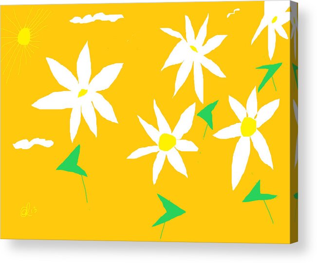 Daisy Acrylic Print featuring the painting Fine Day Yellow by Anita Dale Livaditis