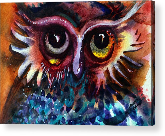  Owl Acrylic Print featuring the painting Finley's Favorite by Laurel Bahe