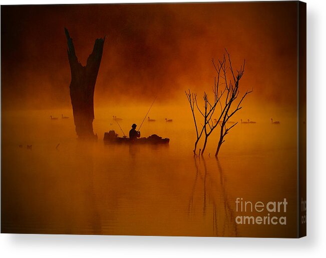 Sunrise Acrylic Print featuring the photograph Fishing Among Nature by Elizabeth Winter