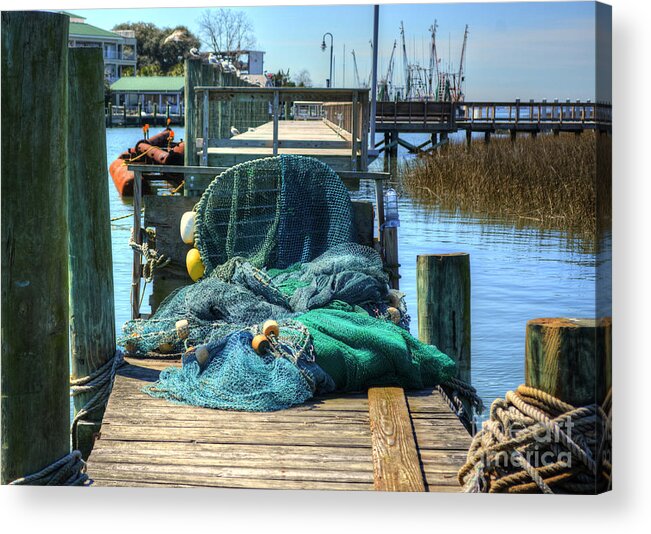 Scenic Acrylic Print featuring the photograph Fishing Nets by Kathy Baccari