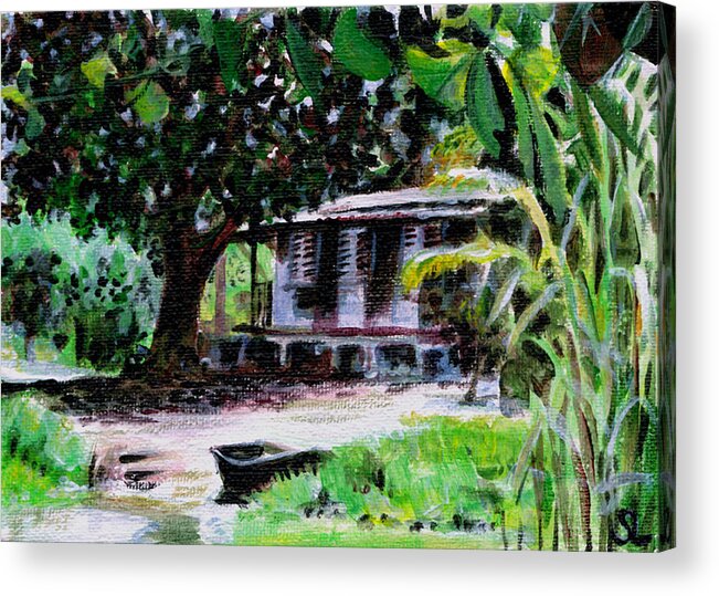 $75 Acrylic Print featuring the painting Fishing Shack by Sarah Lynch
