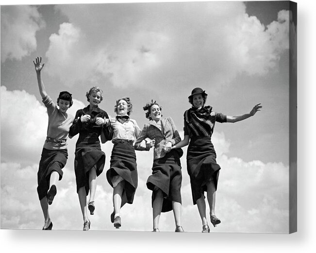 1930s Acrylic Print featuring the photograph Five Women Friends by Underwood Archives