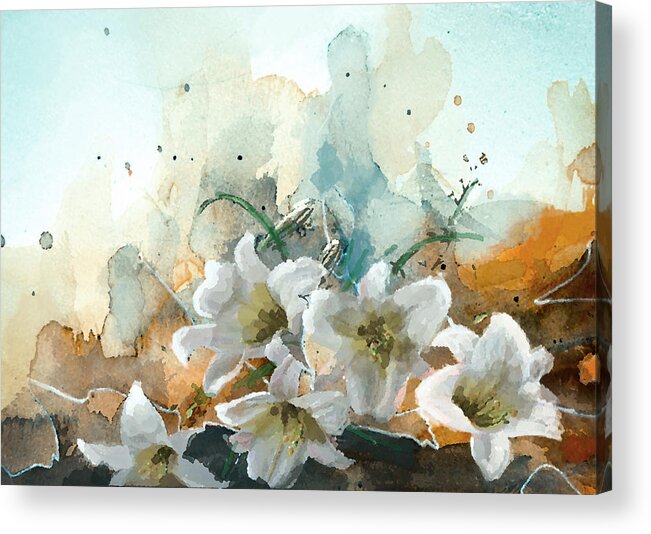 Flower Acrylic Print featuring the painting Floral 14B by Mahnoor Shah