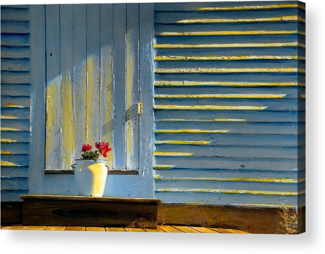 Porch Acrylic Print featuring the painting Flowers on the Porch by Cindy McIntyre