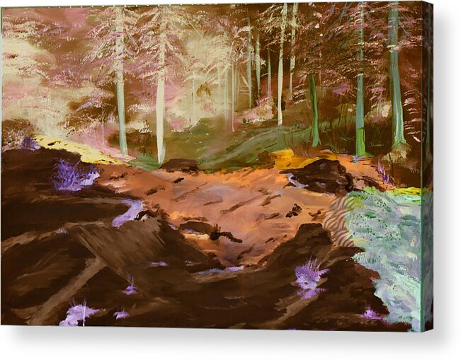Forests Of Alpha Centari Acrylic Print featuring the painting Forests of Alpha Centari by Gail Daley