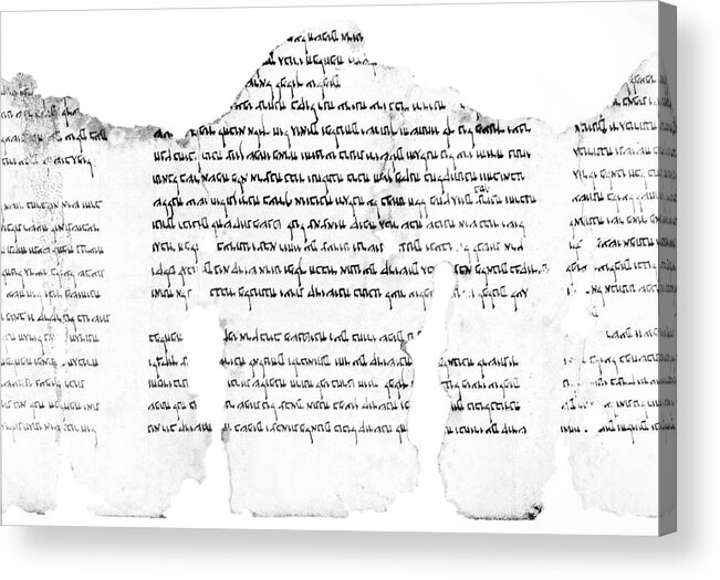 Dead Sea Scrolls Acrylic Print featuring the photograph Fragment From The Dead Sea Scrolls by Library Of Congress/science Photo Library