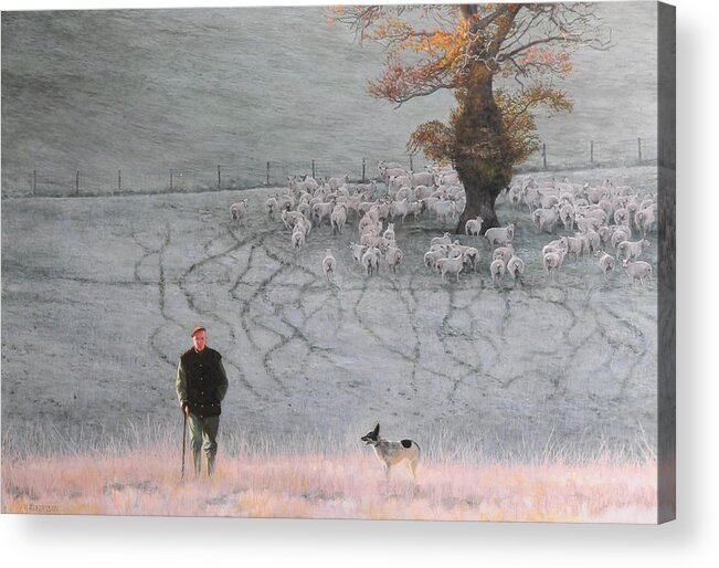 Landscape Acrylic Print featuring the painting Frosty Morning by Harry Robertson