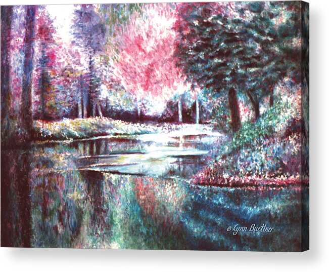 Pond Acrylic Print featuring the painting Frozen Pond by Lynn Buettner