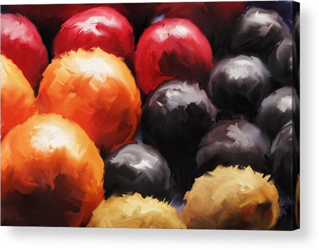 Pallet Knife And Oils Acrylic Print featuring the digital art Fruit Bowl by Vincent Franco