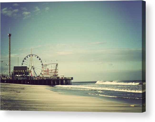 Funtown Pier Acrylic Print featuring the photograph Funtown Pier Seaside Heights New Jersey Vintage by Terry DeLuco