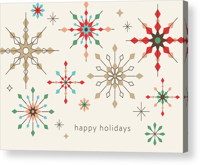 Holiday Acrylic Print featuring the drawing Geometric Graphic Snowflake Holiday Background by Aleksandarvelasevic