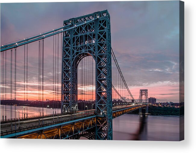 Park Acrylic Print featuring the photograph George Washington Bridge at twilight by Eduard Moldoveanu