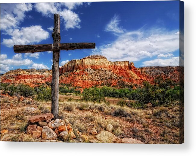 Abandoned Acrylic Print featuring the photograph Ghost Ranch Cross by Ghostwinds Photography