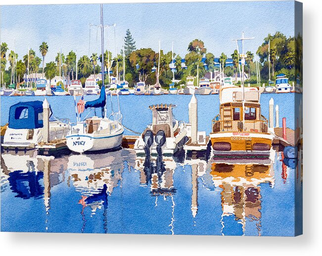 Glorietta Bay Acrylic Print featuring the painting Glorietta Bay Marina by Mary Helmreich