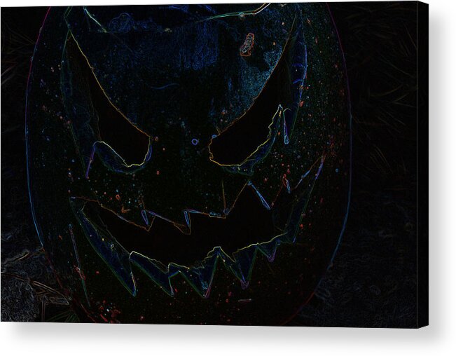 Photoshop Acrylic Print featuring the photograph Glowing Edge Pumpkin by Richard Bryce and Family