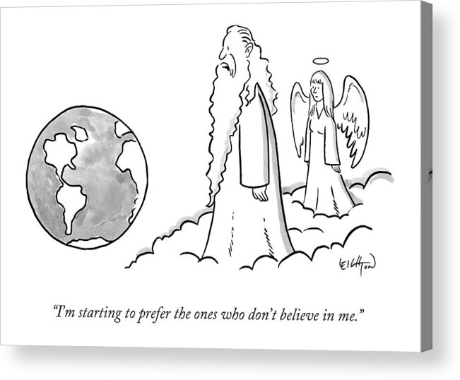 God Acrylic Print featuring the drawing God Looks At Earth by Robert Leighton