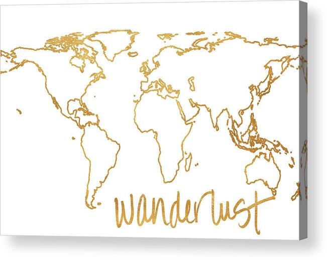 Gold Acrylic Print featuring the mixed media Gold Wanderlust by South Social Studio