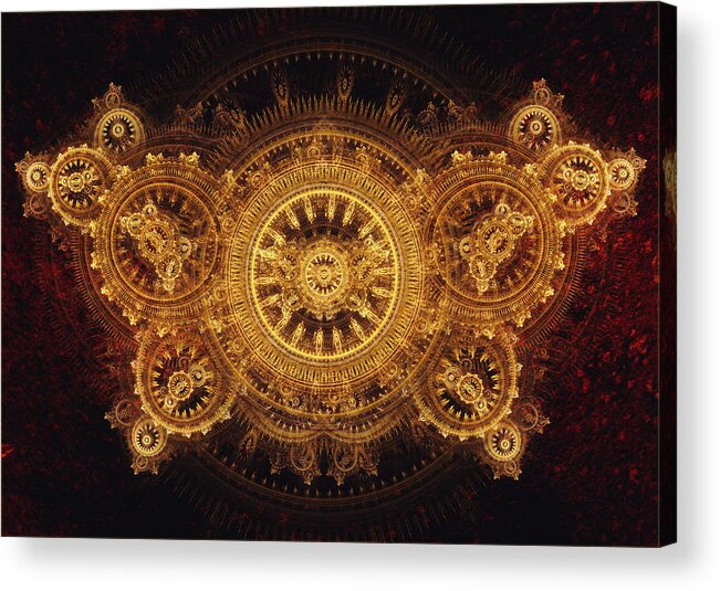 Steampunk Acrylic Print featuring the digital art Golden butterfly by Martin Capek