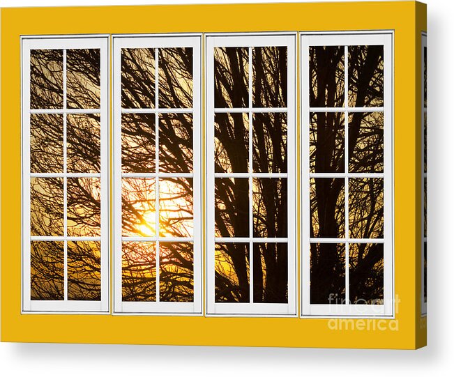 Window Acrylic Print featuring the photograph Golden Light Shining Through Picture Window View by James BO Insogna