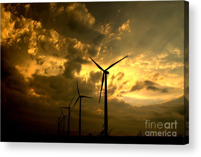 Windmill Acrylic Print featuring the photograph Golden Sunset 2 by Jim McCain