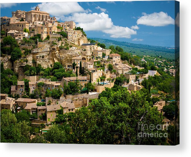 Europe Acrylic Print featuring the photograph Gordes Hill Town in Provence by Inge Johnsson