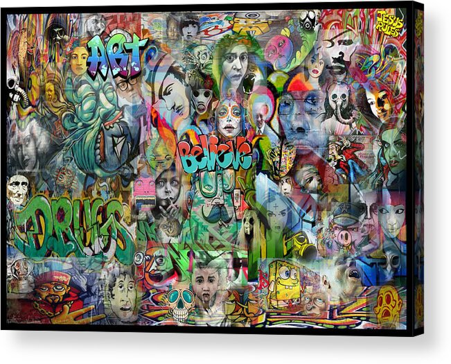 Collage Acrylic Print featuring the digital art Grafitti Dream by Liggyzighat 