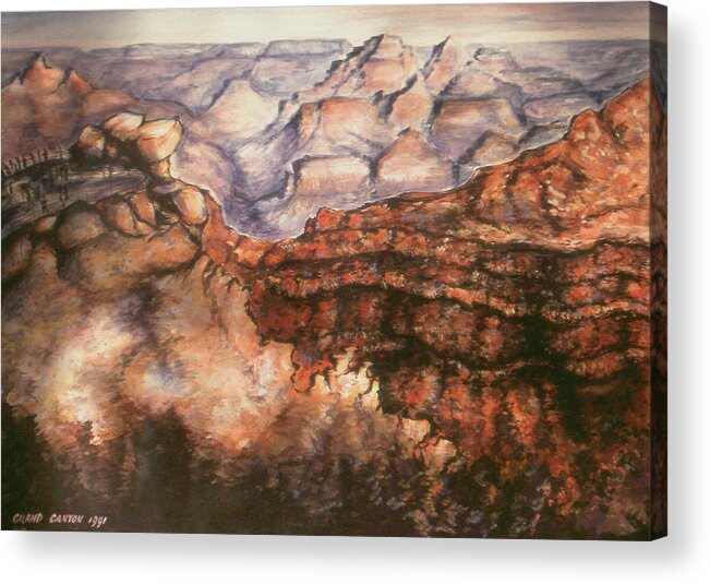 Grand+canyon Acrylic Print featuring the painting Grand Canyon Arizona - Landscape Art Painting by Peter Potter