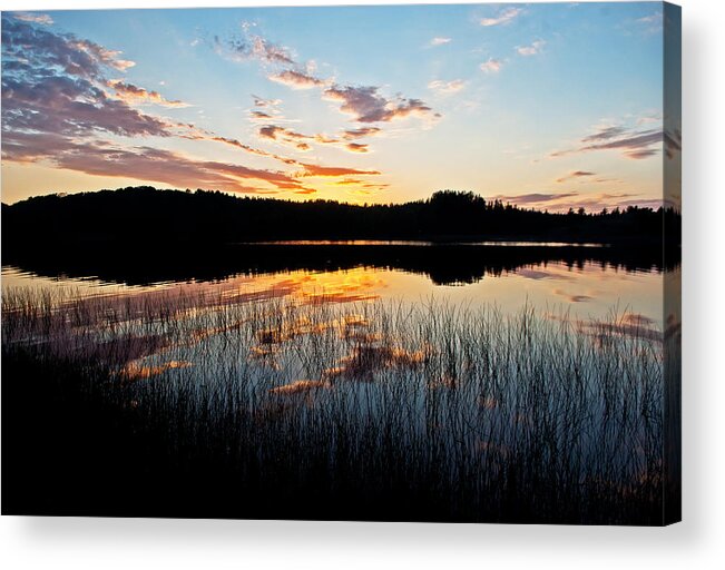 Sunset Over Grand Sable Lake In The Pictured Rocks National Lskeshore. Acrylic Print featuring the photograph Grand Sable Lake Sunset by Gary McCormick