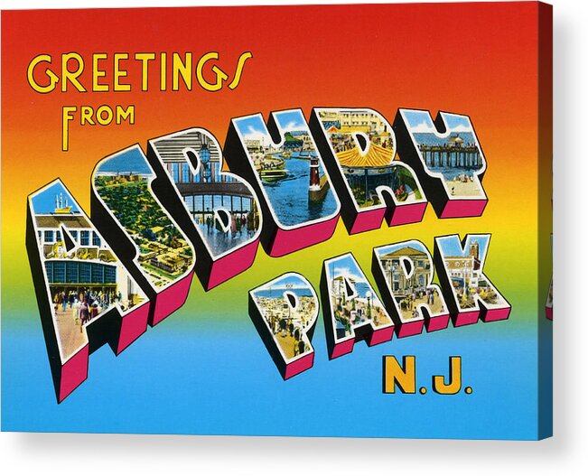 Greetings Acrylic Print featuring the digital art Greetings From Asbury Park NJ by Digital Reproductions