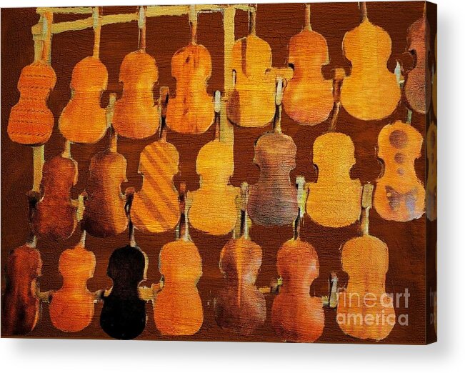 Fiddles Acrylic Print featuring the photograph Handcarved Fiddles by Janette Boyd