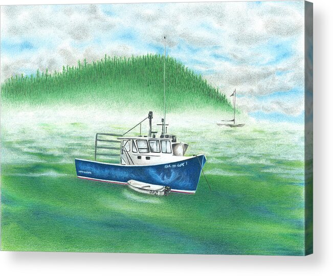 Habor Acrylic Print featuring the drawing Harbor by Troy Levesque