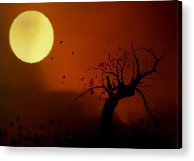 Moon Acrylic Print featuring the digital art Harvest Moon by Hazel Billingsley