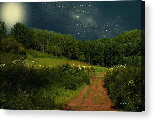 Landscape Acrylic Print featuring the painting Hazy Moon Meadow by RC DeWinter